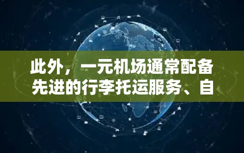 此外，一元机场通常配备先进的行李托运服务、自助冲浪机、行李检查室等设施，使游客的行李管理更加便捷。这些设施不仅提高了用户体验，还提升了机场的友好感和吸引力