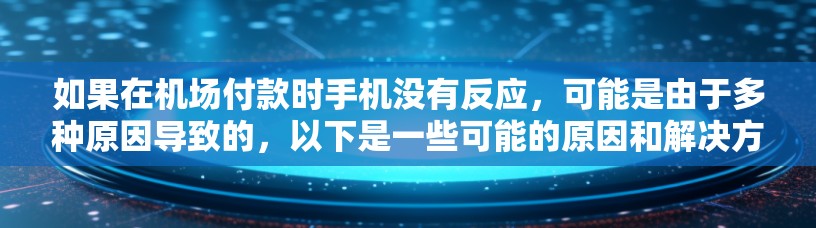 如果在机场付款时手机没有反应,可能是由于多种原因导致的,以下是一些可能的原因和解决方法 如果在机场付款时手机没有反应,可能是由于多种原因导致的,以下是一些可能的原因和解决方法