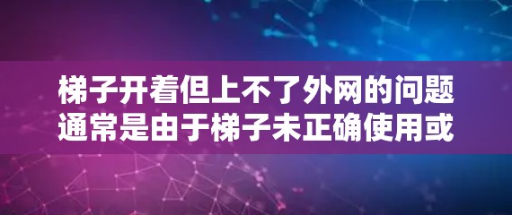 梯子开着但上不了外网的问题通常是由于梯子未正确使用或放置。为了解决问题,建议以下步骤 梯子开着但上不了外网的问题通常是由于梯子未正确使用或放置。为了解决问题,建议以下步骤