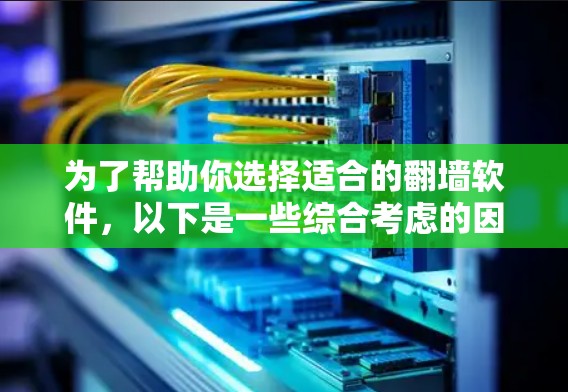 为了帮助你选择适合的翻墙软件,以下是一些综合考虑的因素和推荐 为了帮助你选择适合的翻墙软件,以下是一些综合考虑的因素和推荐