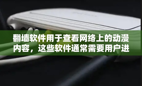 翻墙软件用于查看网络上的动漫内容，这些软件通常需要用户进行访问，但需要注意以下几点