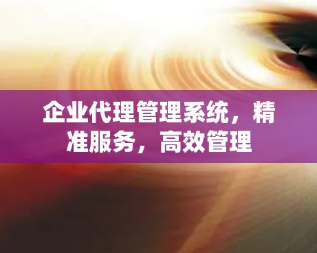 企业代理管理系统,精准服务,高效管理 企业代理管理系统,精准服务,高效管理